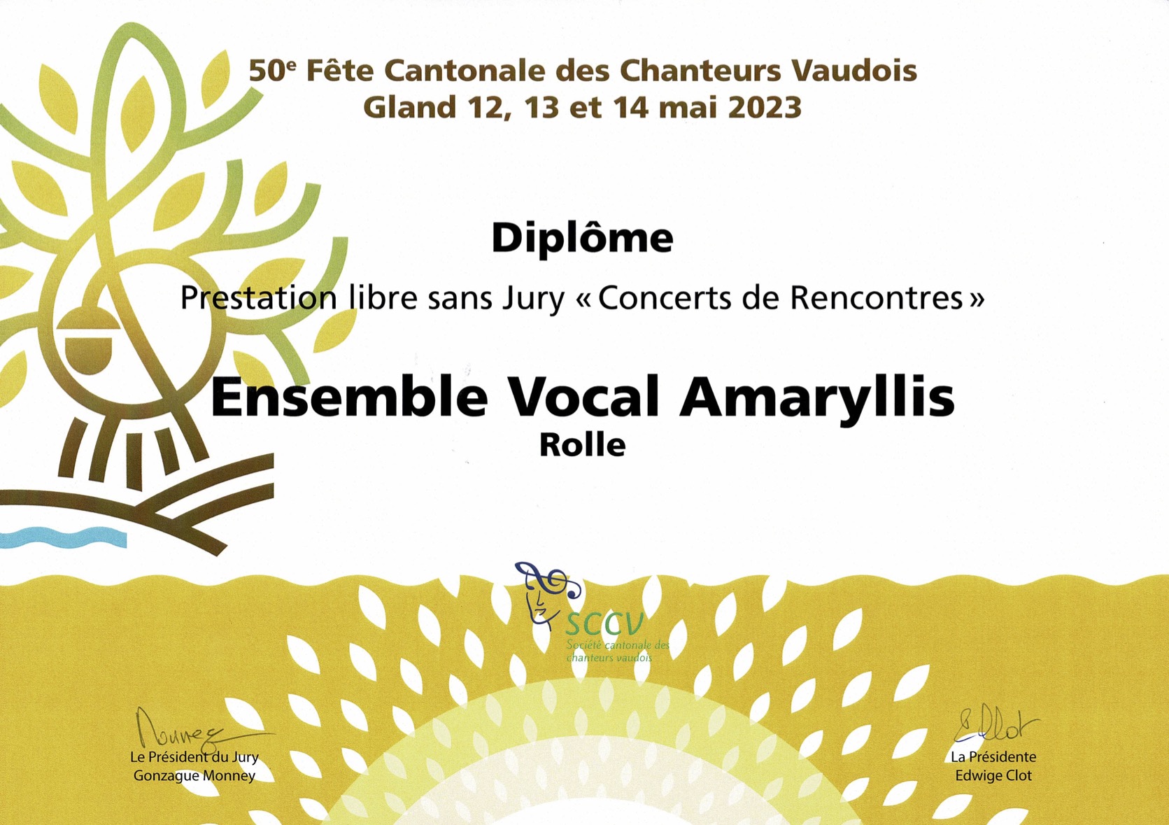 diplôme du concert de rencontre de la Cantonale 2023